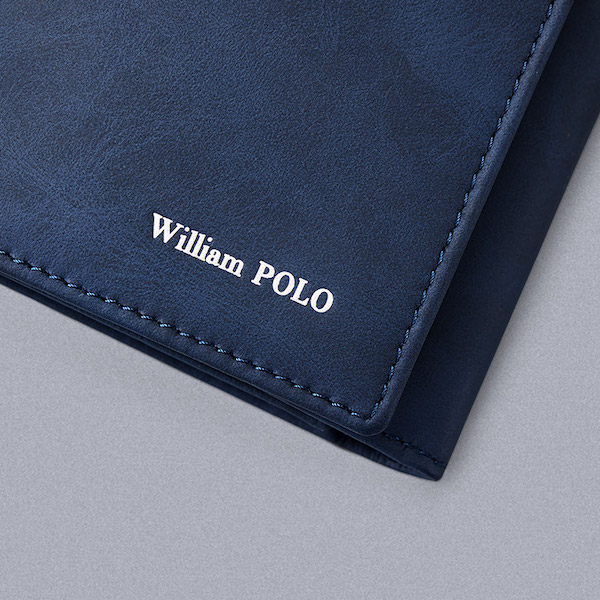WILLIAMPOLO Luxury Retro Exquisite Casual Leather Blue Short Wallets