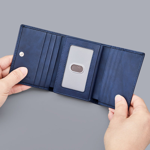 WILLIAMPOLO Luxury Retro Exquisite Casual Leather Blue Short Wallets
