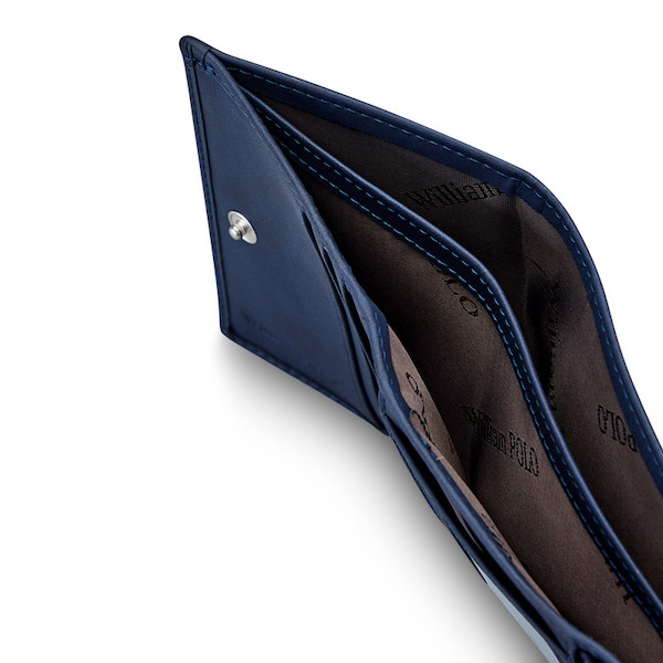 WILLIAMPOLO Luxury Retro Exquisite Casual Leather Blue Short Wallets