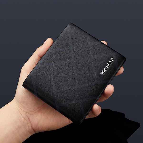 WILLIAMPOLO Luxury Soft Genuine Leather Black Short Wallets