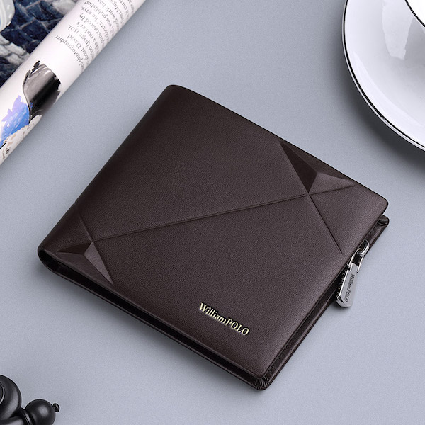 WILLIAMPOLO Trendy & Luxury Bifold Genuine Leather Brown Short Wallets