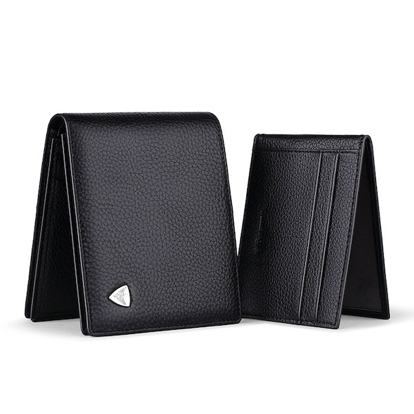 WILLIAMPOLO Trendy & Luxury Exquisite Excellent Quality Cowhide Leather Black Short Wallets