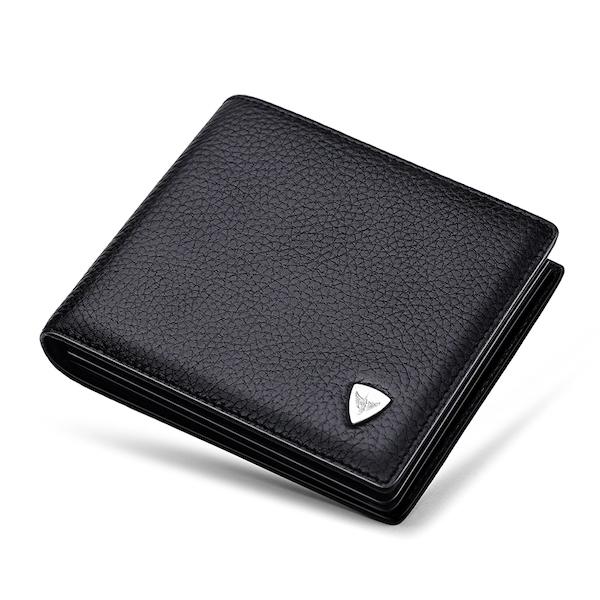 WILLIAMPOLO Trendy & Luxury Exquisite Excellent Quality Cowhide Leather Black Short Wallets