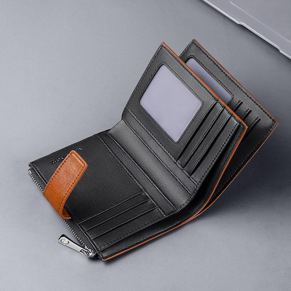 WILLIAMPOLO Luxury Casual Canvas Retro Genuine Leather Black Short-M Wallets