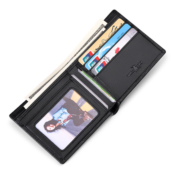 WILLIAMPOLO Luxury Crocodile Bifold Genuine Leather Black Short  Wallets