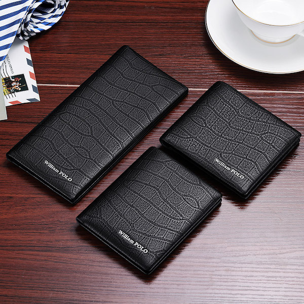 WILLIAMPOLO Luxury Crocodile Bifold Genuine Leathe...