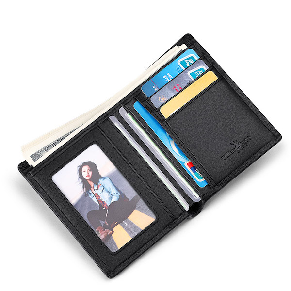 WILLIAMPOLO Luxury Crocodile Bifold Genuine Leather Black Short-M  Wallets