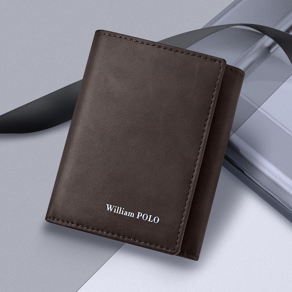 WILLIAMPOLO Luxury Retro Exquisite Casual Leather Coffee Brown Short Wallets