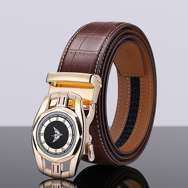 WILLIAMPOLO Latest Trendy & Luxury Men's Cowhide Alloy Gold Buckle Belts