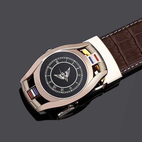WILLIAMPOLO Luxury Men's Pure Cowhide Automatic Cinturones Alloy Gold Buckle Belts